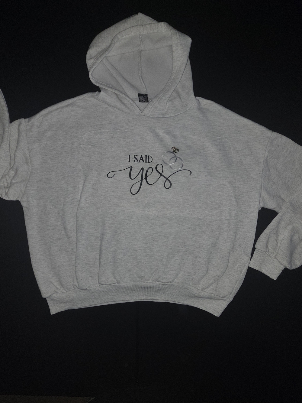 I Said Yes Light Gray Hoodie Sweatshirt - Size M